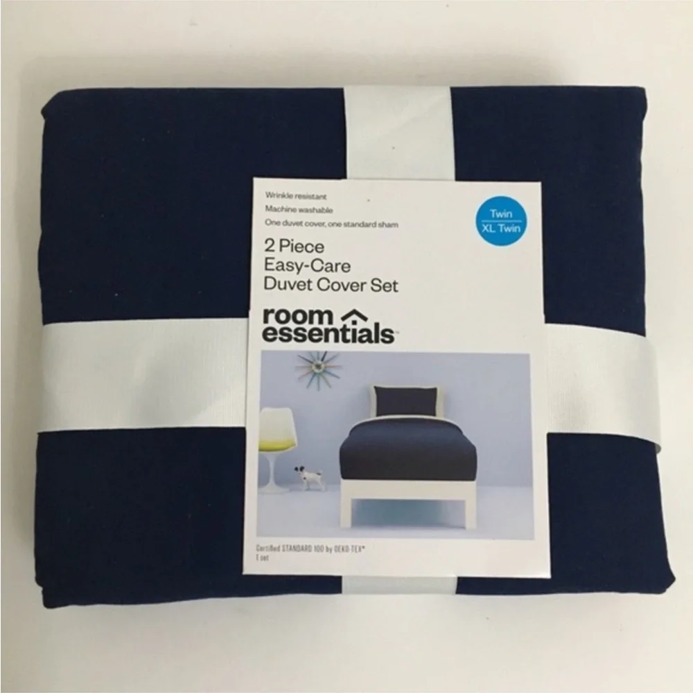 Room Essentials Bedding | Room Essentials Navy Blue 2 Piece Duvet Cover Set.Twin